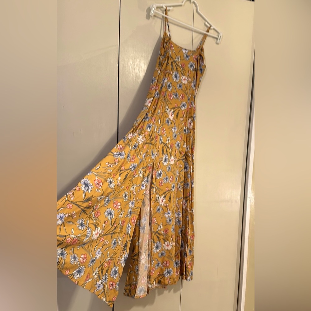love, Fire Mustard Yellow Floral Maxi Dress
